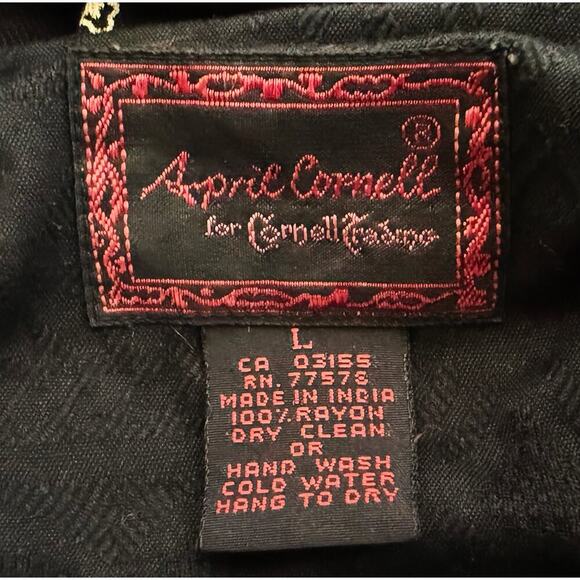 Vintage April Cornell Trading Women's Button Front Maxi Dress Rayon Made India L - Picture 9 of 12